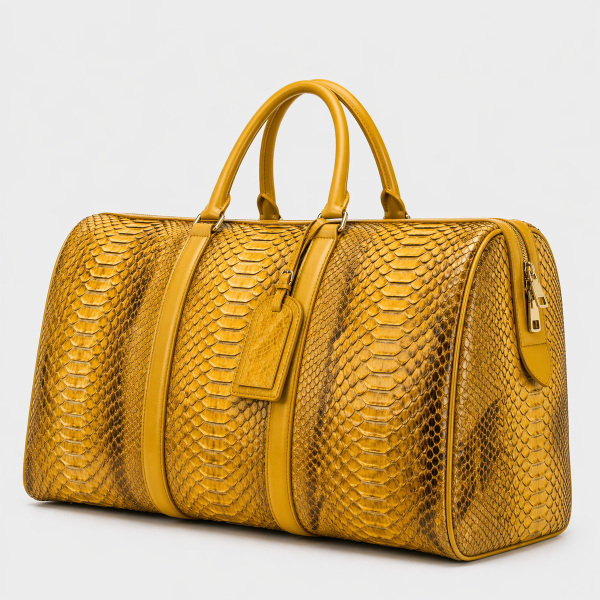 Velar Bolso Weekender de Cuero de Pitón Pintado a Mano Amarillo