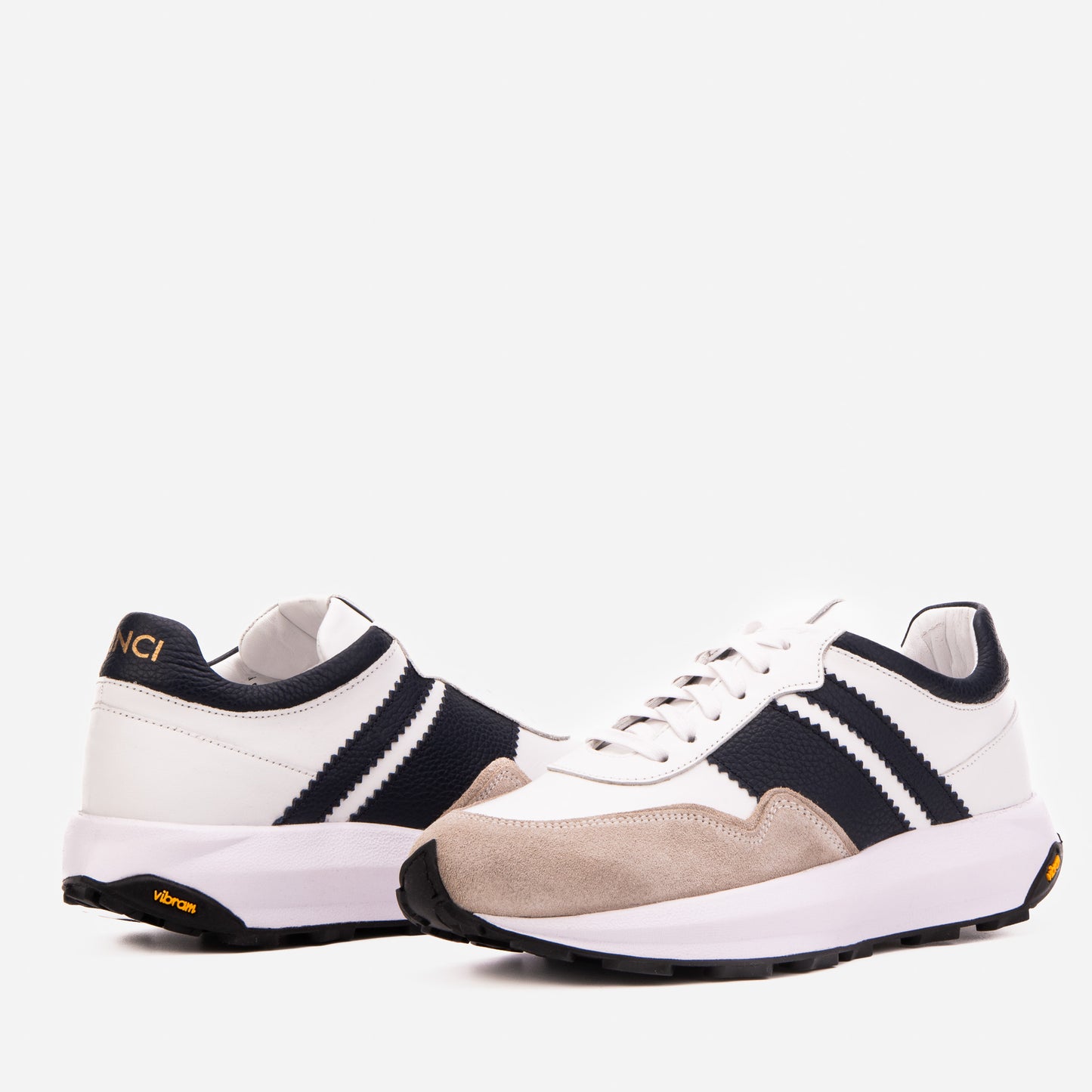 The Valtieri Navy & Sand Leather Men Sneaker