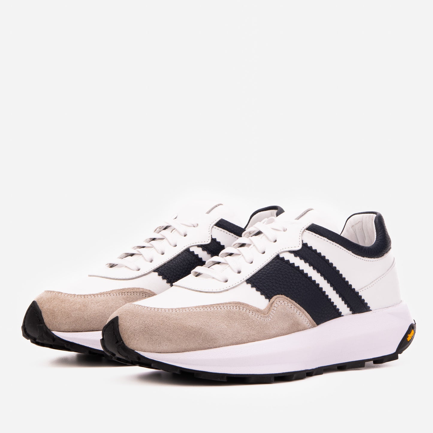 The Valtieri Navy & Sand Leather Men Sneaker
