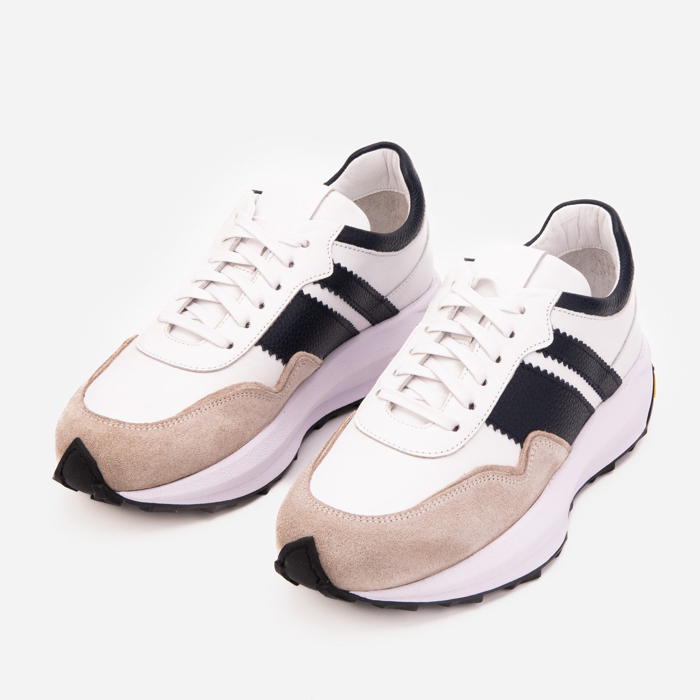 The Valtieri Navy & Sand Leather Men Sneaker