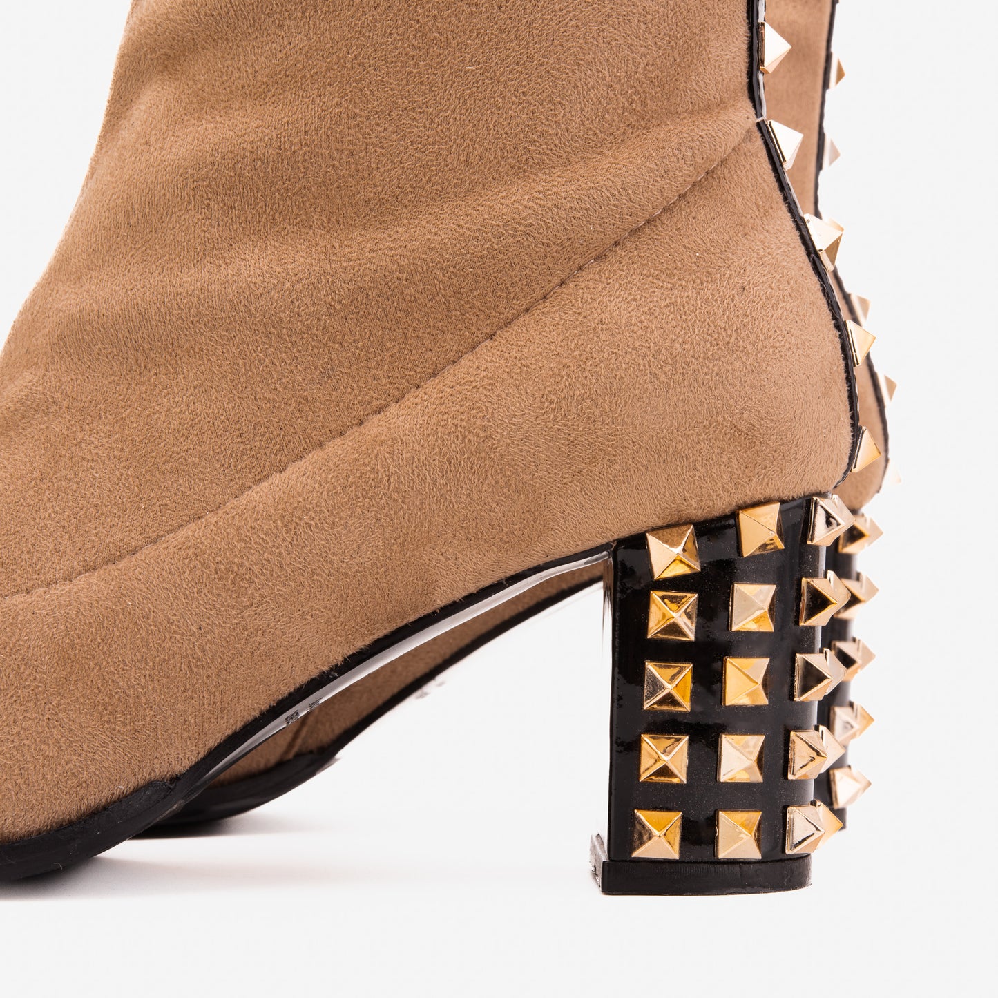 The Amethyst Studded Beige & Black Suede Leather Women’s Boot