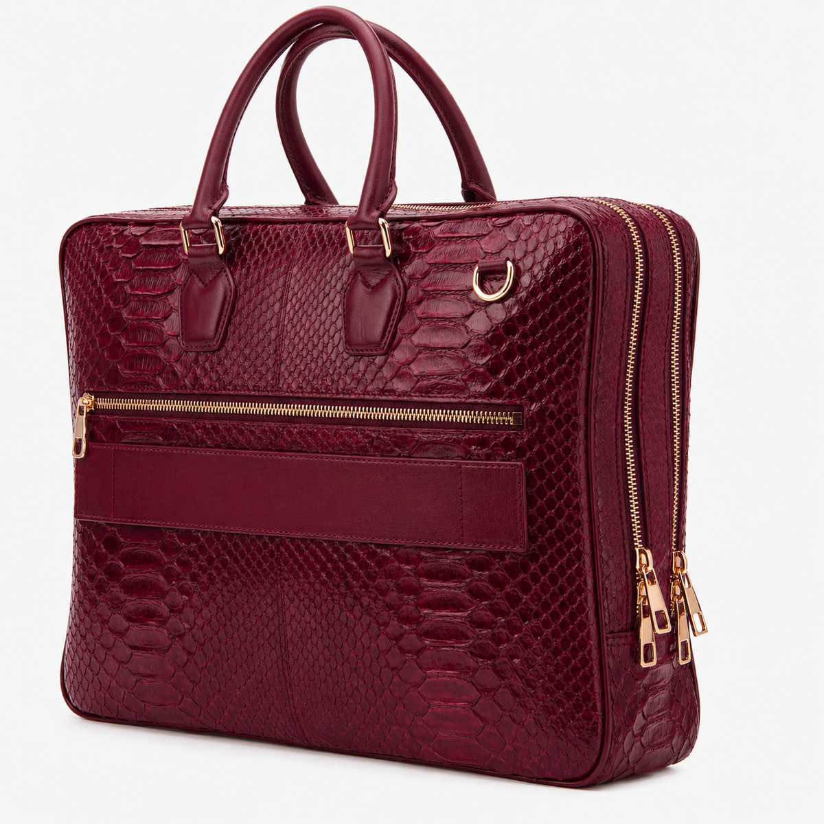 The Cortona maletín para portátil de cuero de pitón burdeos para hombre