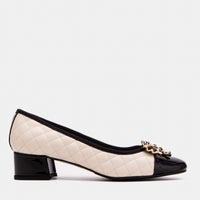 The Bellarose Ivory Quilted Leather Women Heel