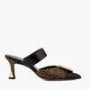 The Valencia Black & Gold Jewel Heel Women Mule Sandal