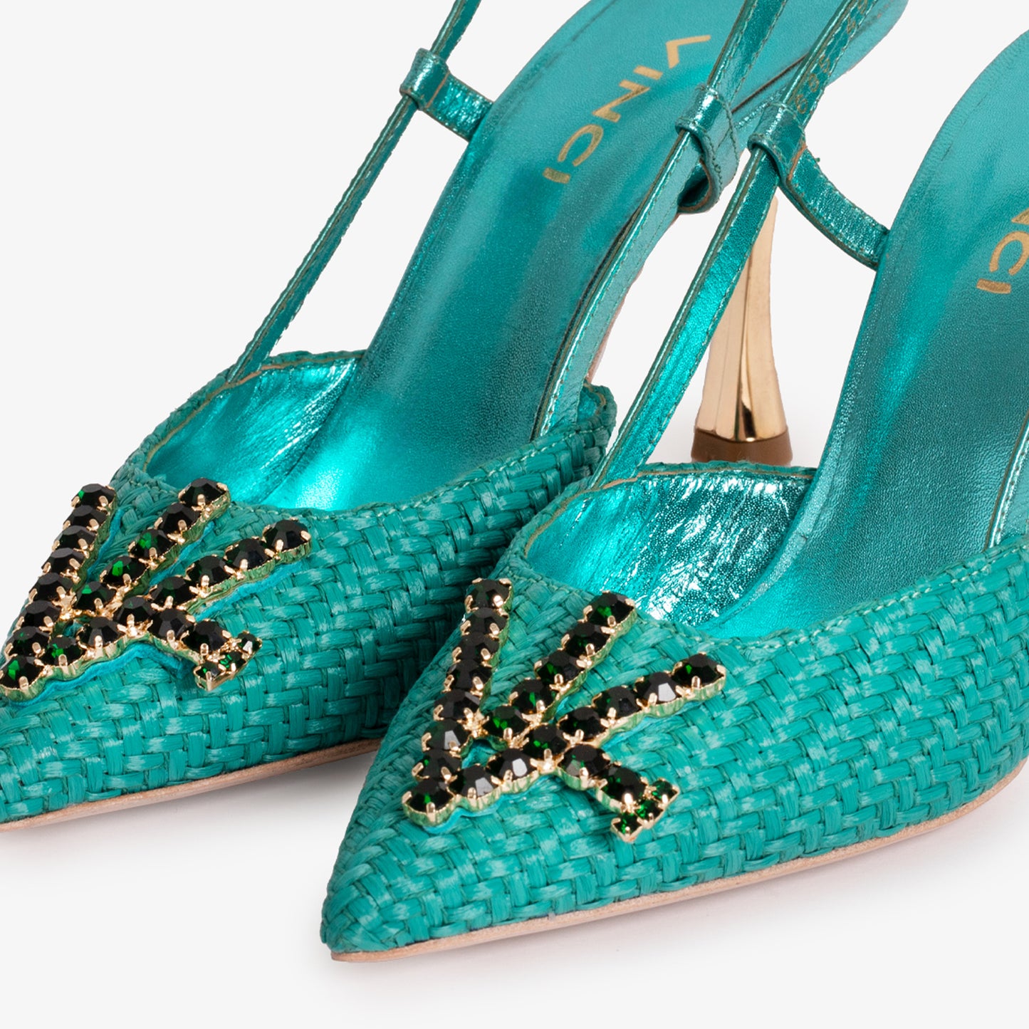 Sandalia con tira trasera en piel color turquesa Luna para mujer