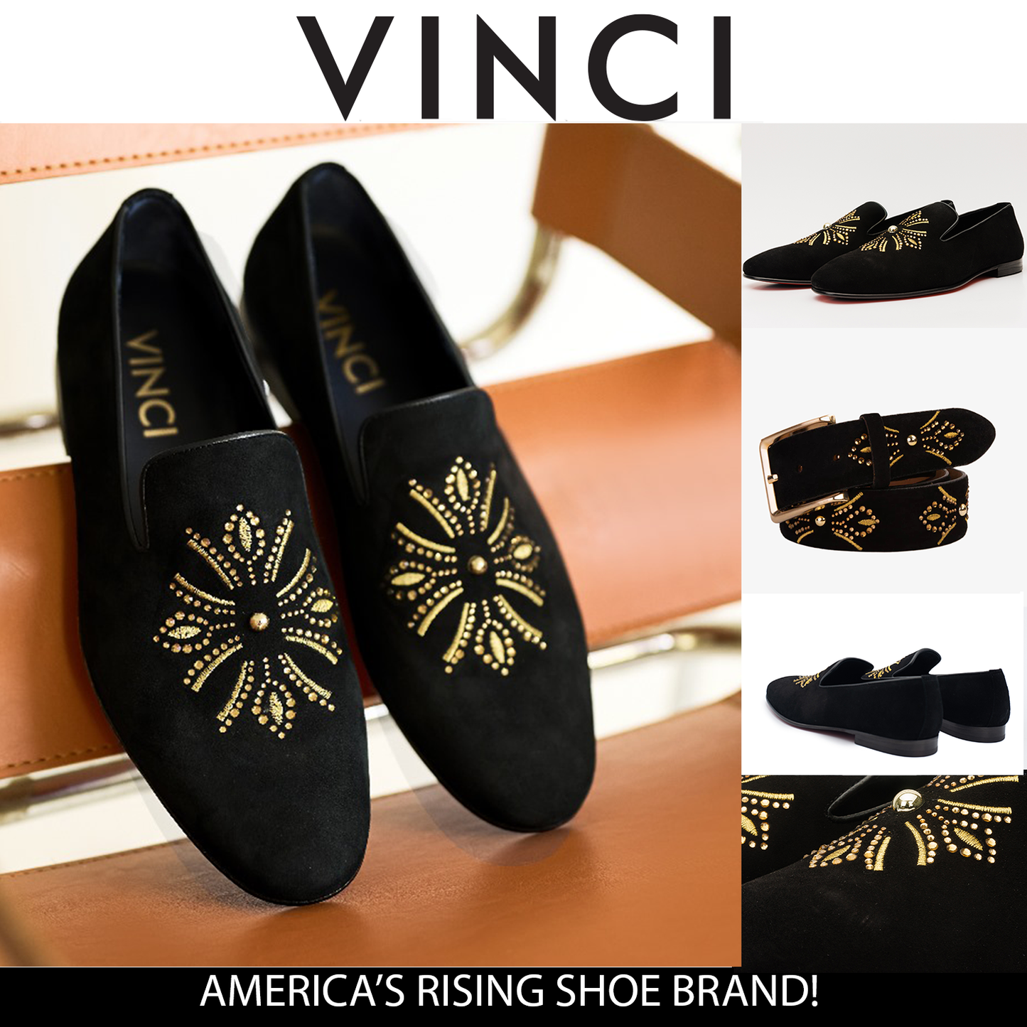 Mocasines sin cordones de ante negro Lazio Shoe para hombre