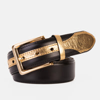 Cinturón de cuero negro y dorado de Arda