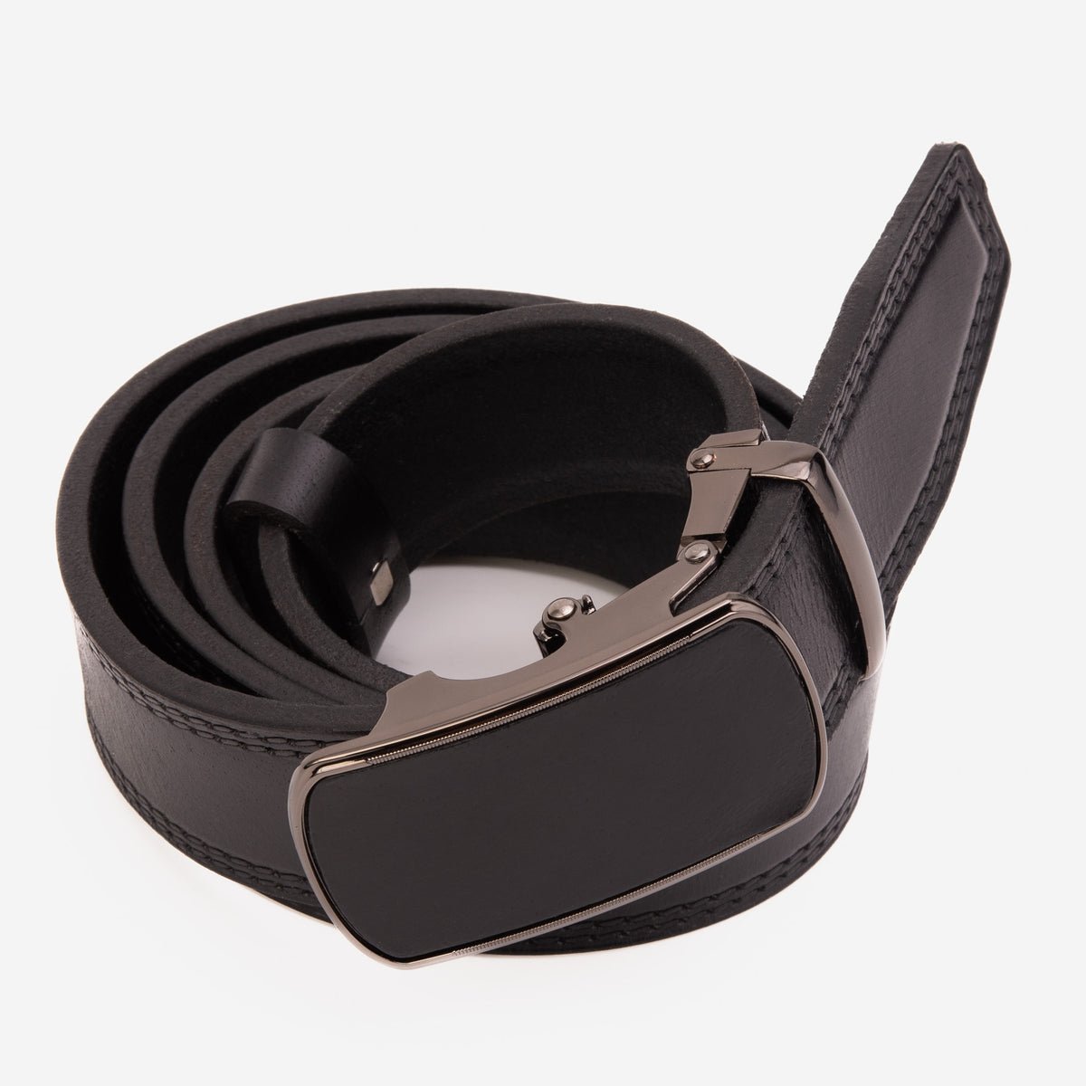 The Veltrano Black Leather Men Automatic Buckle Belt