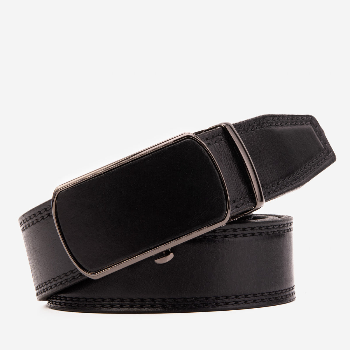 The Veltrano Black Leather Men Automatic Buckle Belt