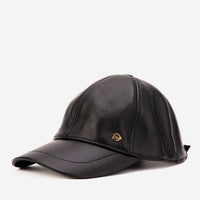 The Vercelli Black Genuine Lambskin Leather Men Cap