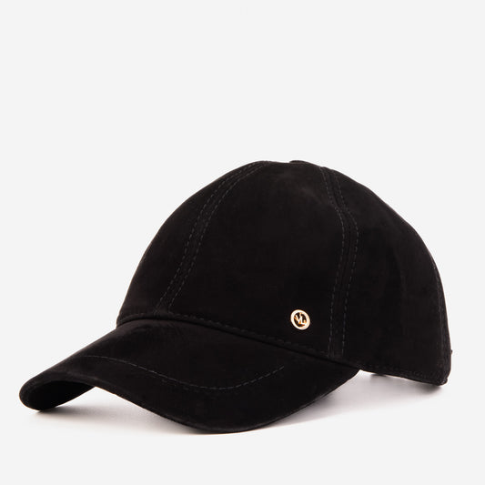 The Vercelli Black Genuine Suede Leather Men Cap