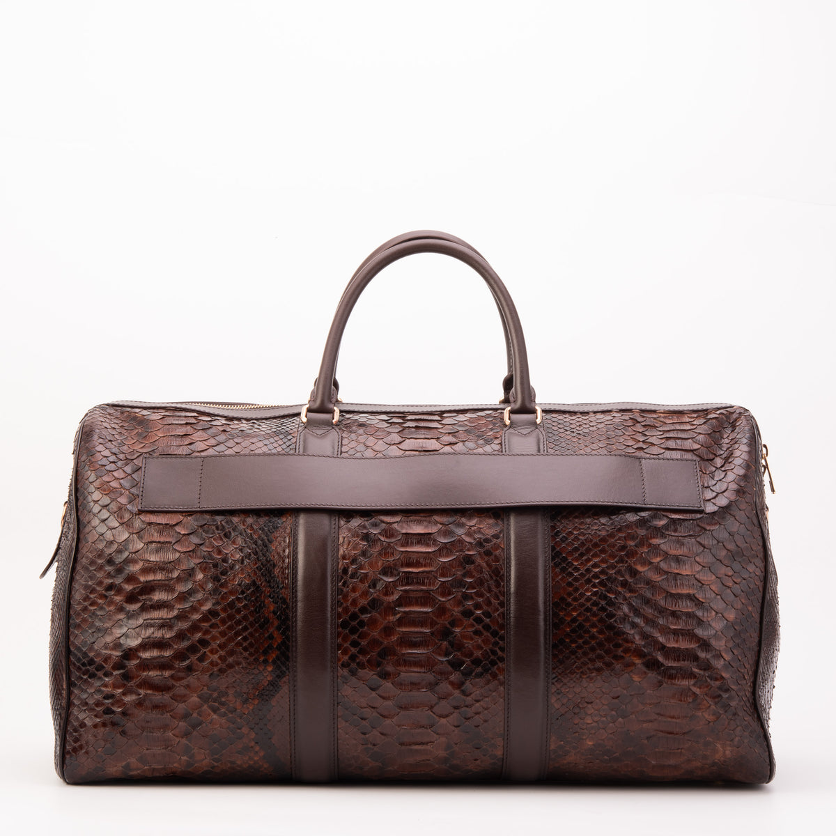 The Velar Brown Hand-Painted Python Leather Weekender Bag