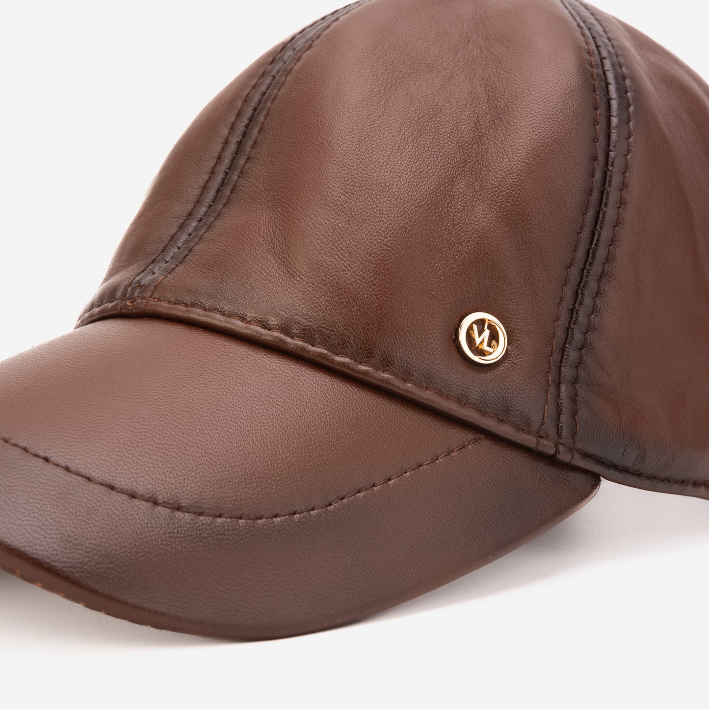 The Vercelli Hand-Painted Brown Genuine Lambskin Leather Men Cap