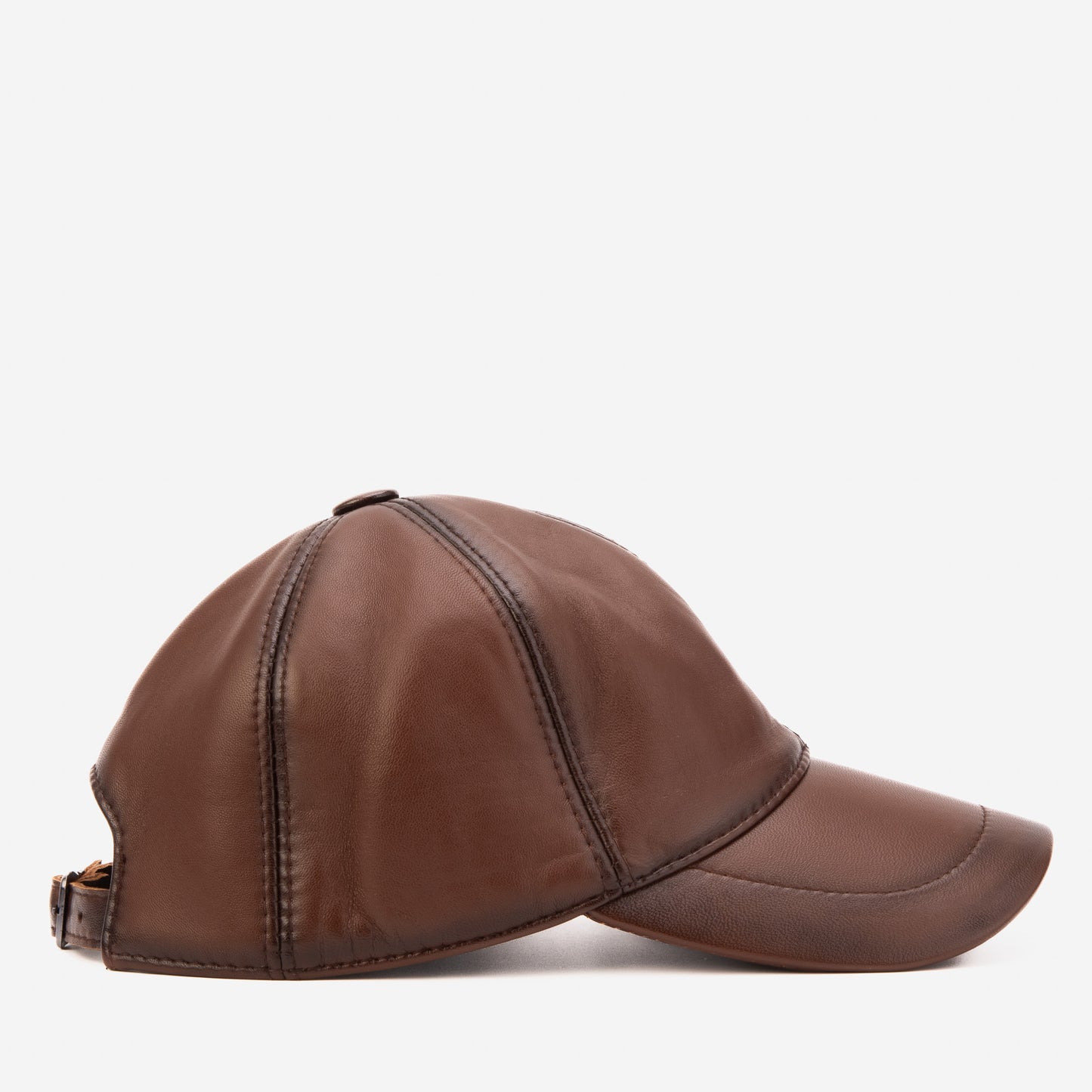 The Vercelli Hand-Painted Brown Genuine Lambskin Leather Men Cap