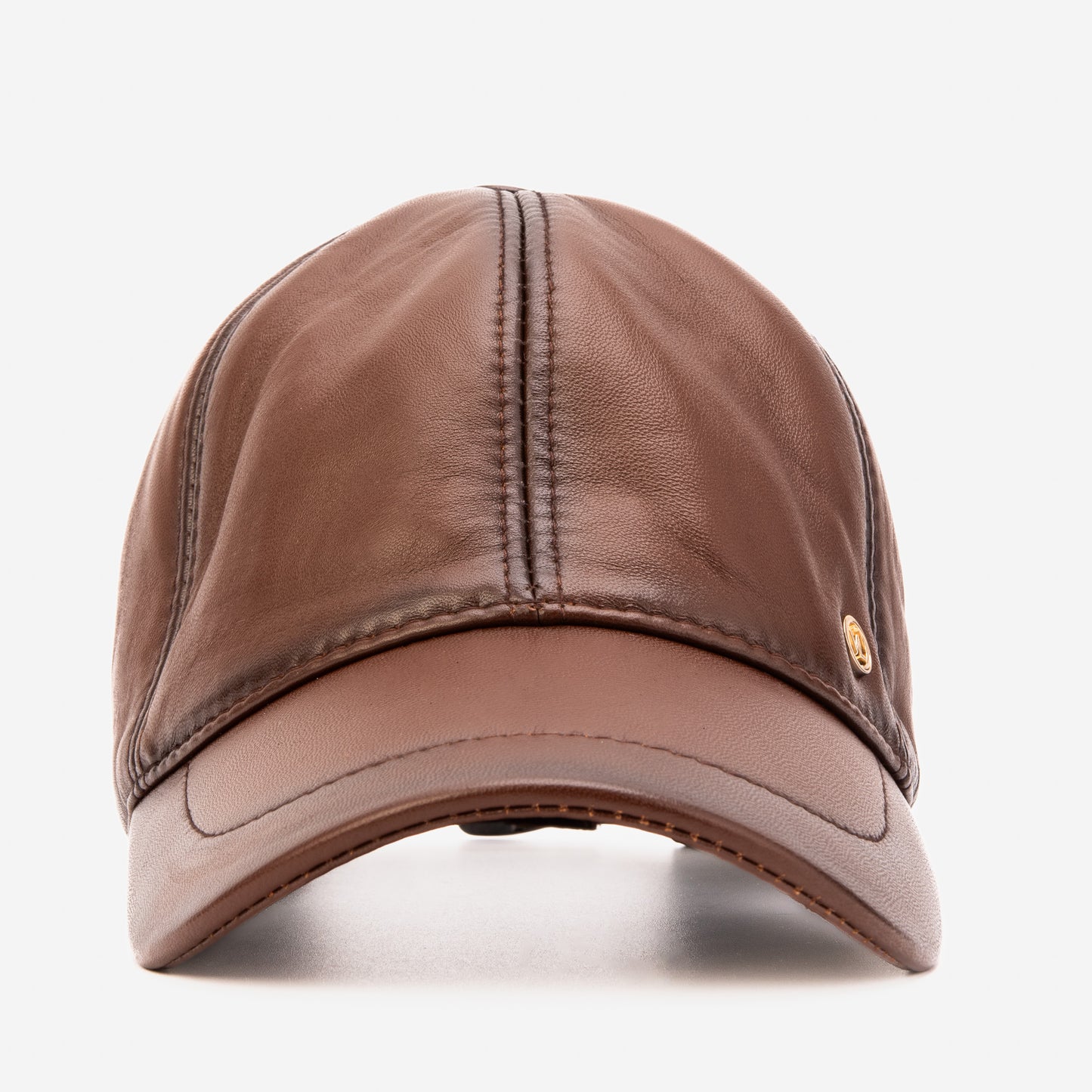 The Vercelli Hand-Painted Brown Genuine Lambskin Leather Men Cap