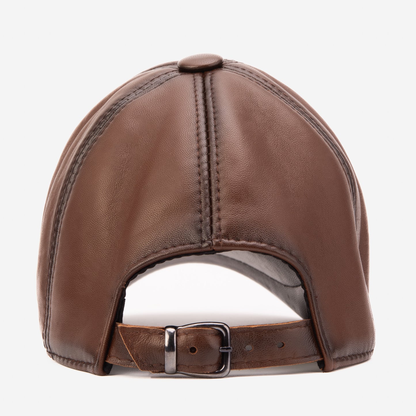 The Vercelli Hand-Painted Brown Genuine Lambskin Leather Men Cap