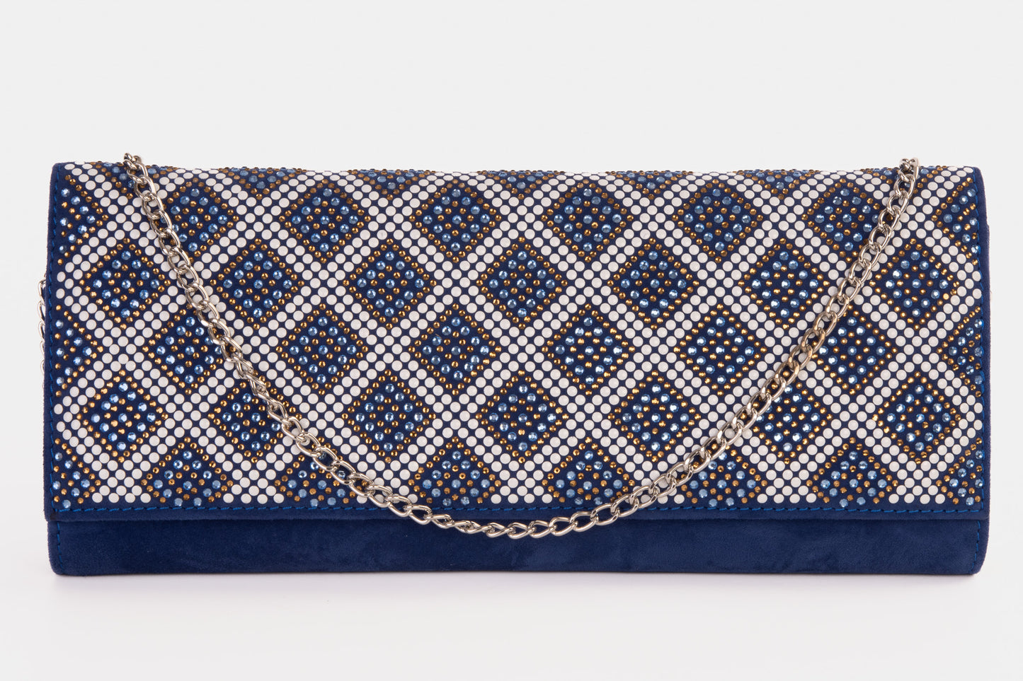 The Nampula Sax Blue Glitter Suede Leather Clutch