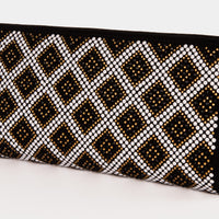The Nampula Black Glitter Suede Leather Small Clutch