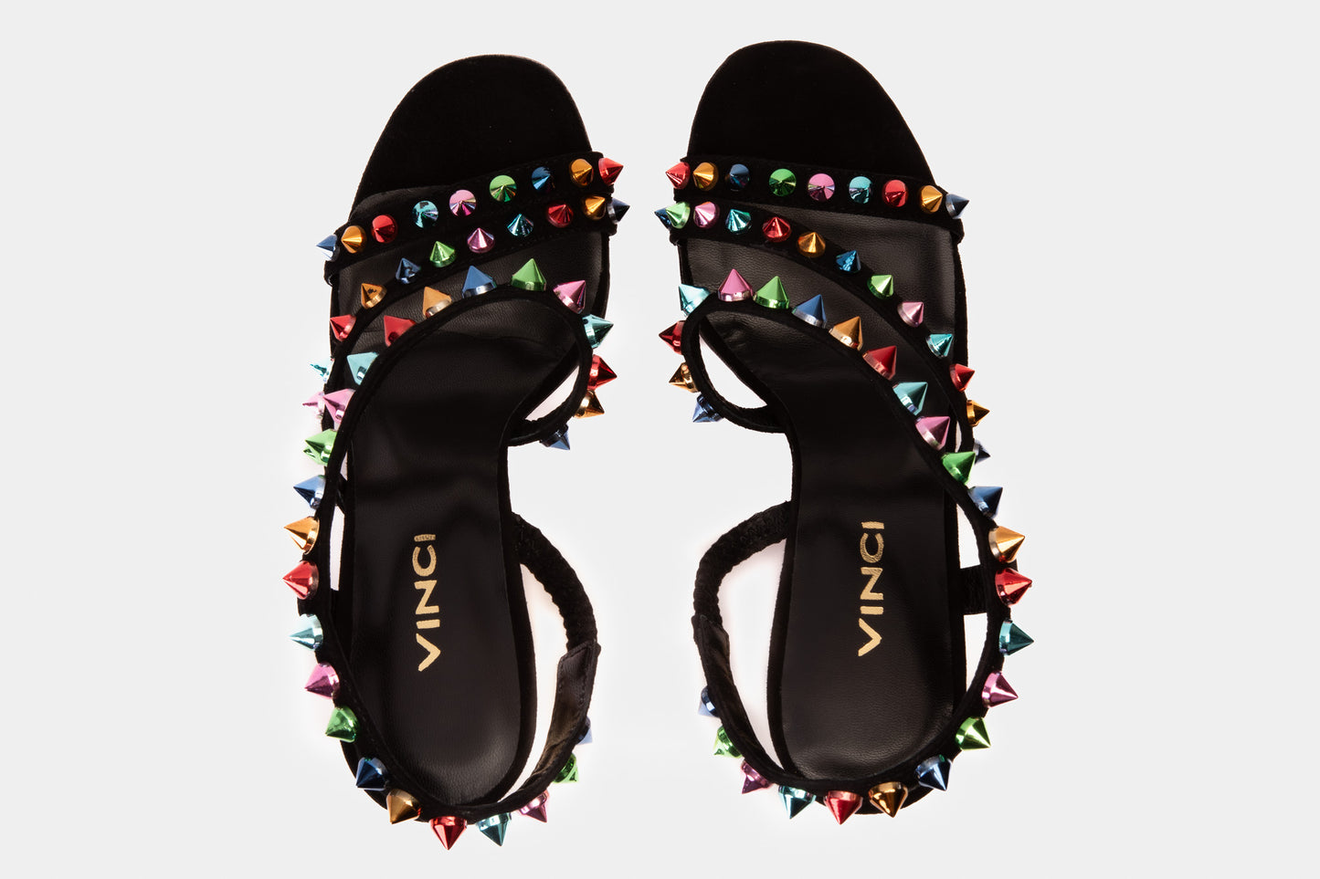 The Caris Black Sandalia de Mujer con Tacón Bloque y Púa de Cuero ¡Venta Final!