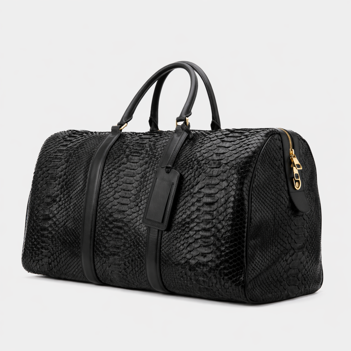 Bolso de fin de semana Velar negro de cuero de pitón pintado a mano
