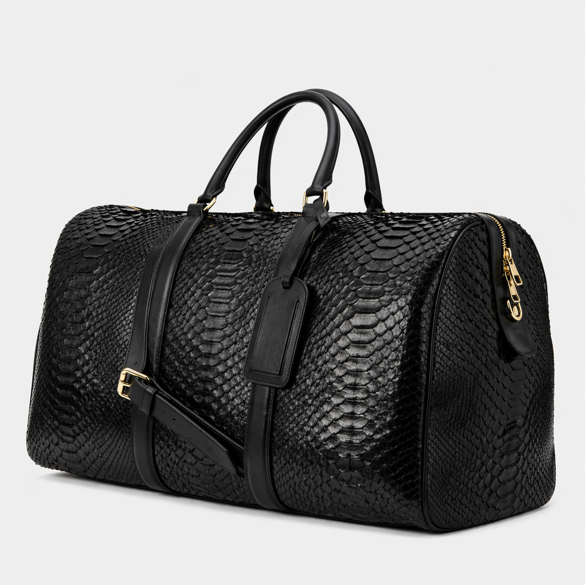 Bolso de fin de semana Velar negro de cuero de pitón pintado a mano