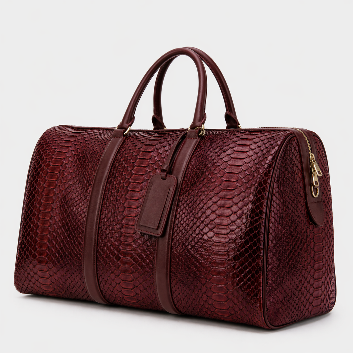 The Velar Bolso de fin de semana de cuero de pitón pintado a mano Burgundy