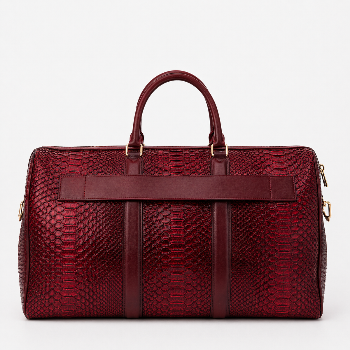 The Velar Bolso de fin de semana de cuero de pitón pintado a mano Burgundy