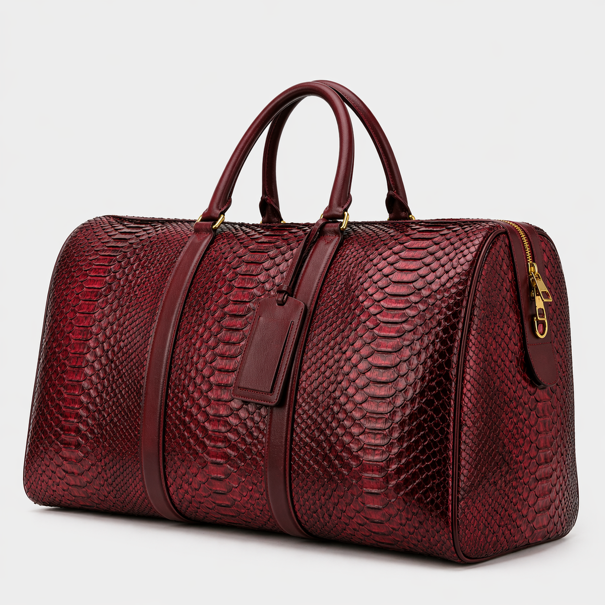 The Velar Bolso de fin de semana de cuero de pitón pintado a mano Burgundy