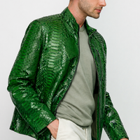 Chaqueta Exclusiva De Edición Limitada Para Hombre Boss Pythn De Cuero Verde
