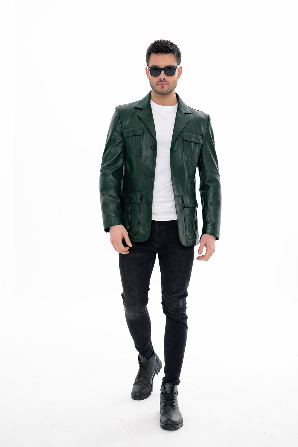 The Ravenna Green  Leather Men Jacket