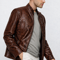 Chaqueta de hombre Boss Pythn de cuero marrón oscuro, edición exclusiva limitada