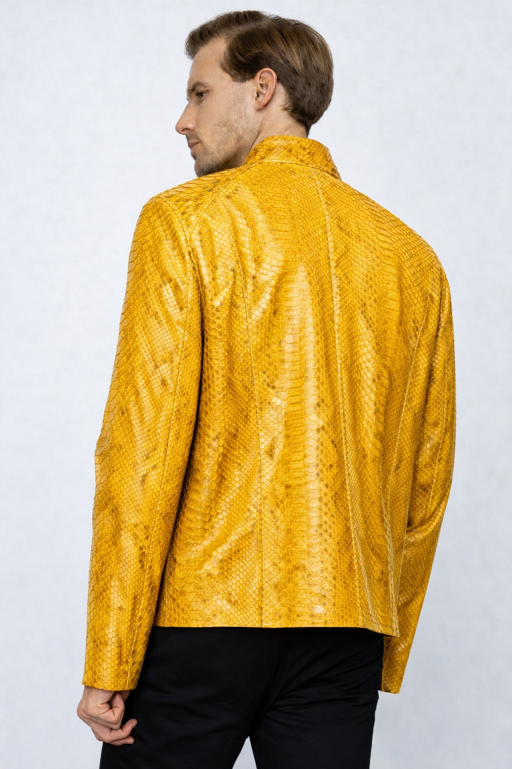 The Boss Pythn Chaqueta de cuero amarilla para hombre Edición exclusiva limitada