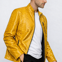 The Boss Pythn Chaqueta de cuero amarilla para hombre Edición exclusiva limitada