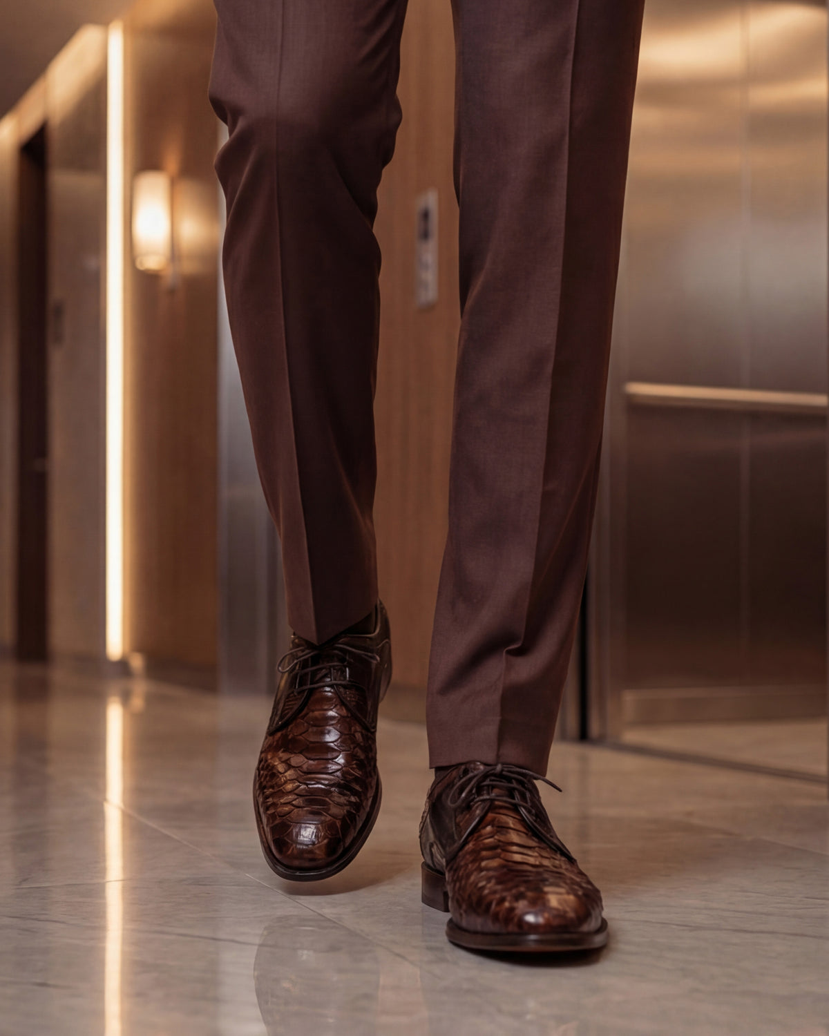 Zapato Derby para Hombre Valmont de Cuero de Pitón Color Tostado