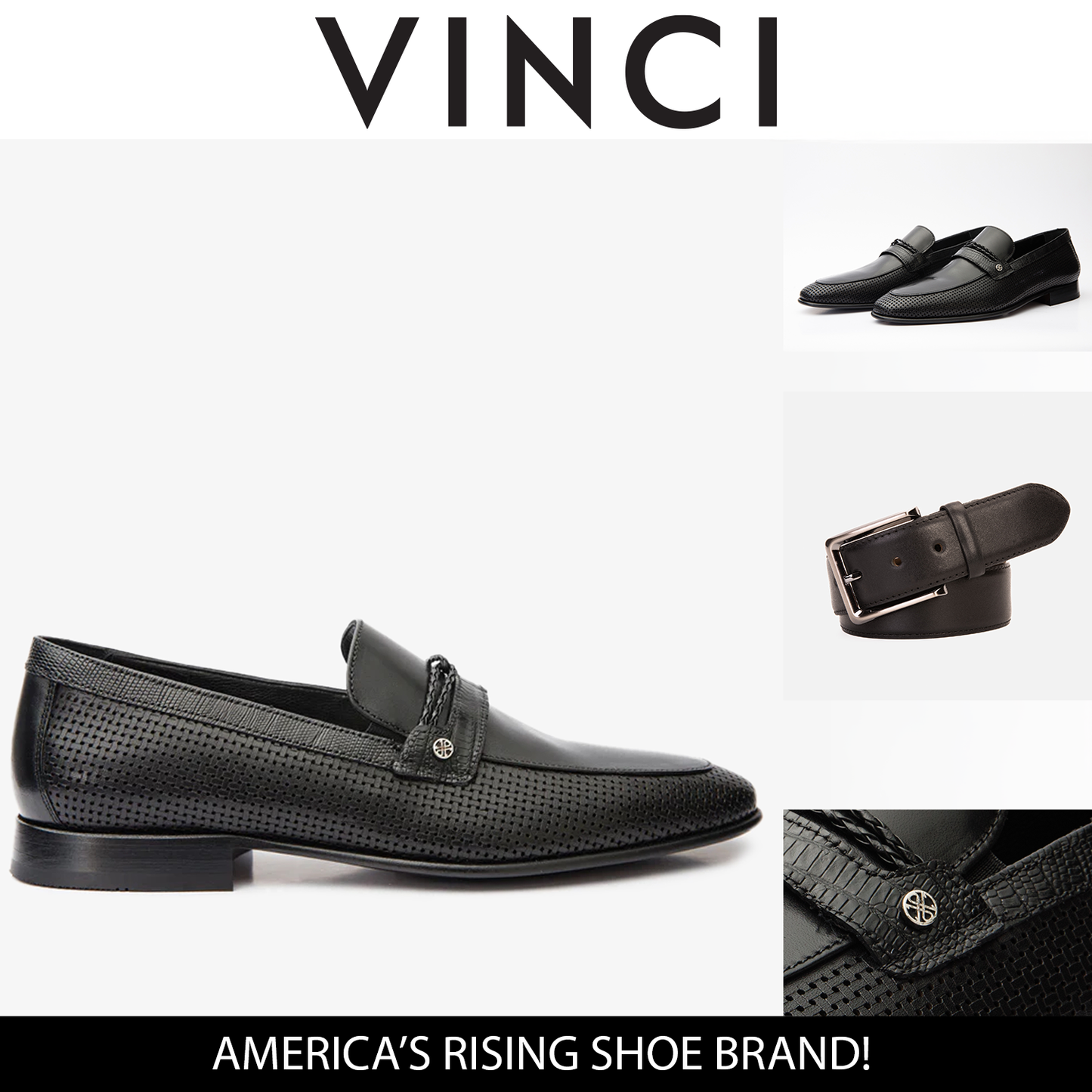 ¡Venta final del mocasín Acerra para hombre en cuero negro!