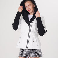 The Hudson White Leather Women Jacket