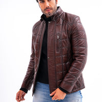 The Modena Brown Quilted Leather Men Jacket