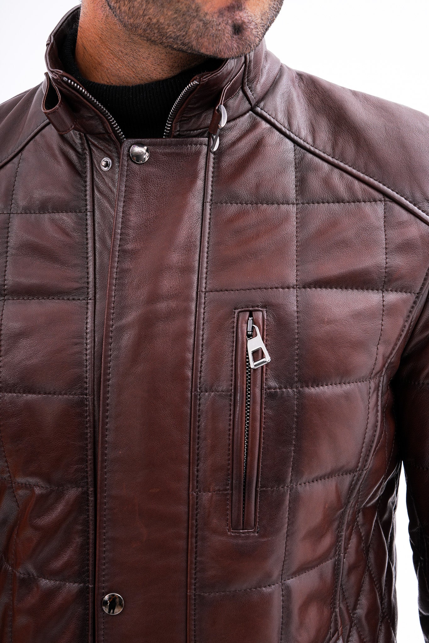 The Modena Brown Quilted Leather Men Jacket