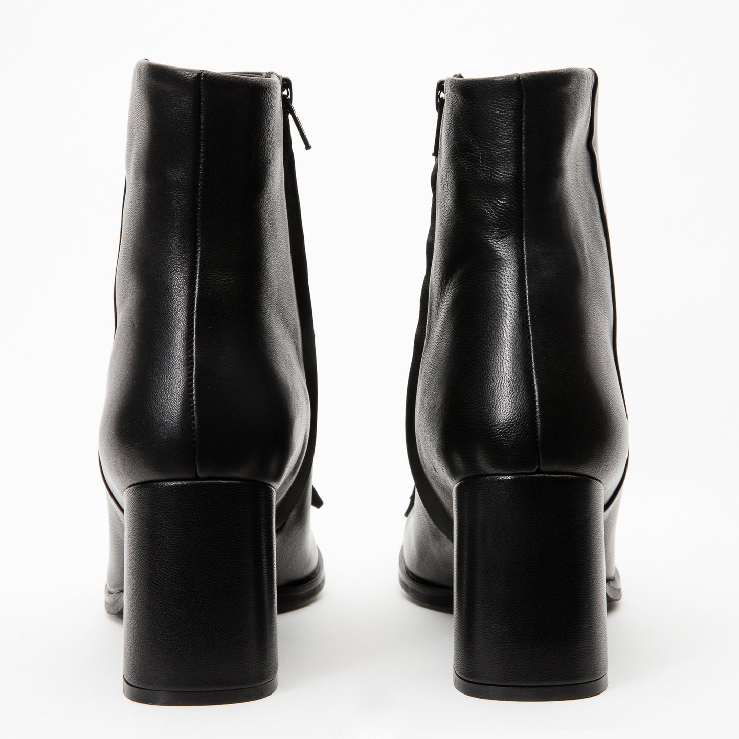 Bota de mujer con tacón de bloque de cuero negro Luksor