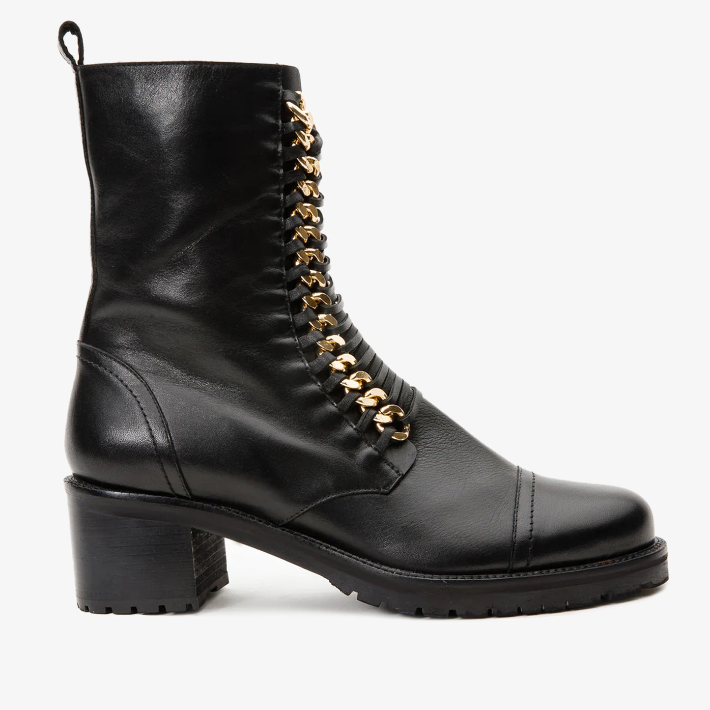 Bota de mujer de media pantorrilla de cuero negro Tuna