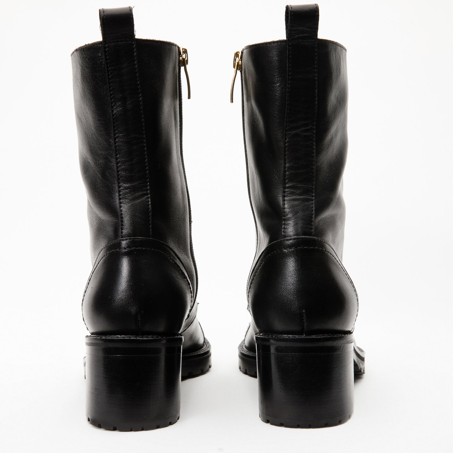 Bota de mujer de media pantorrilla de cuero negro Tuna