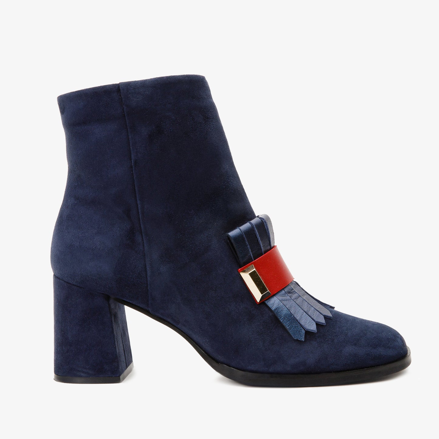 Bota de mujer con tacón de bloque de piel de ante azul marino de Luksor 