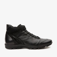 Bota casual con cordones y cremallera para hombre de cuero negro Houston