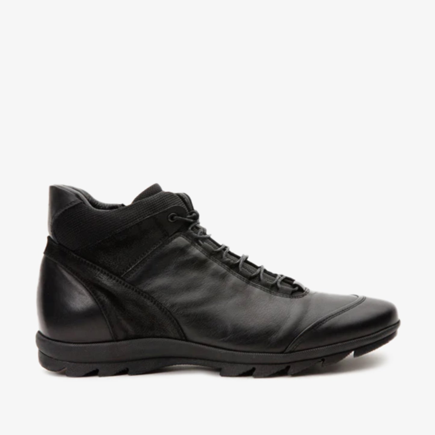 Bota casual con cordones y cremallera para hombre de cuero negro Houston