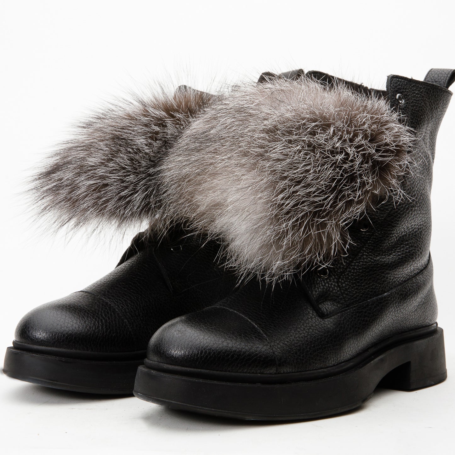 Bota de media pantorrilla de piel natural negra Kajapati para mujer