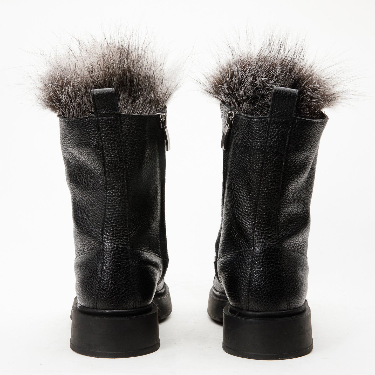 Bota de media pantorrilla de piel natural negra Kajapati para mujer