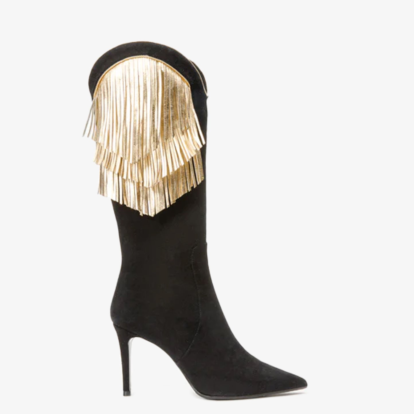 Bota de mujer hasta la rodilla de piel de ante negra Vienna 