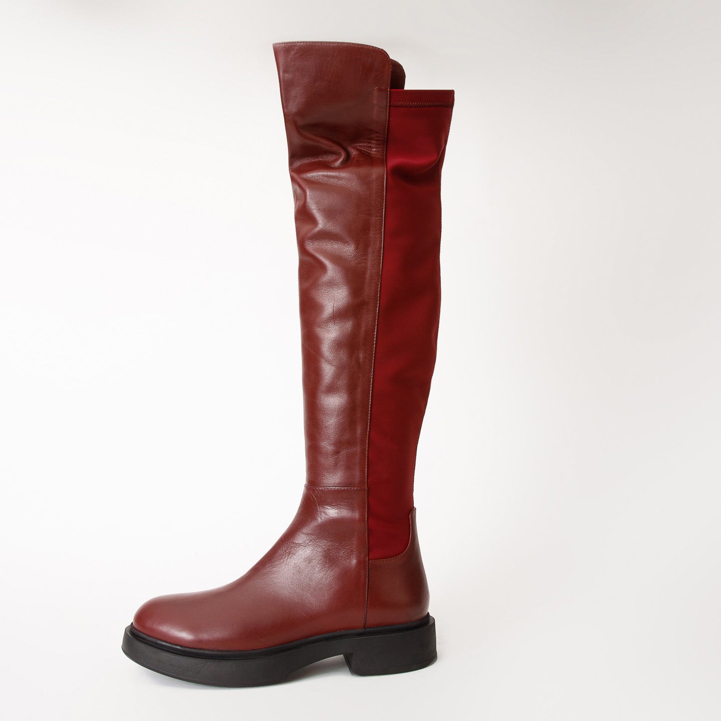 حذاء Harmony Belle Burgundy Leather بطول الركبة للنساء