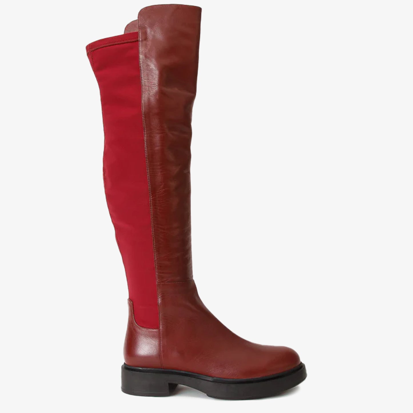 حذاء Harmony Belle Burgundy Leather بطول الركبة للنساء
