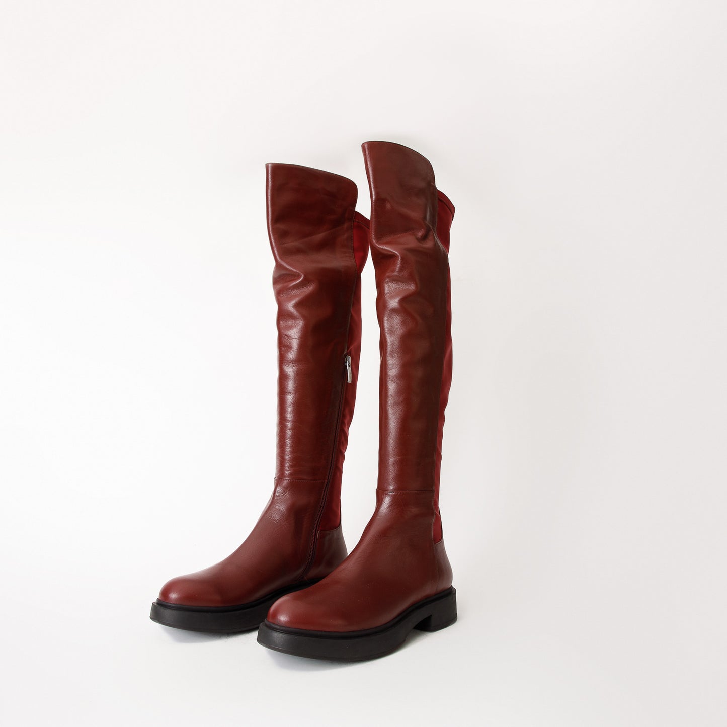 حذاء Harmony Belle Burgundy Leather بطول الركبة للنساء